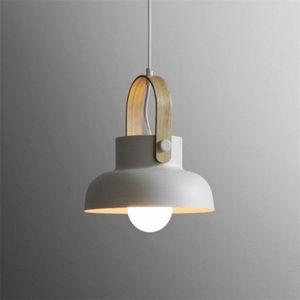 Houtnerf Creatieve Eenvoudige Persoonlijkheid Restaurant Kroonluchter Single Head Studie Slaapkamer Macaron Bar Kleine lamp zonder lichtbron  grootte: L (Wit)