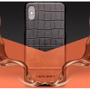Voor iPhone X / XS QIALINO Crocodile Texture Cowhide Leather Beschermhoes