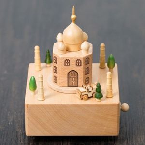 Houten muziekdoos houten ambachten creatieve cadeau desktop decoratie  stijl: Taj Mahal
