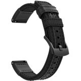 Canvas en lederen polsband horlogeband voor Samsung Gear S2/Galaxy actieve 42mm  polsband grootte: 135 + 96mm (zwart)