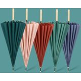 16 Beenvlakte rechte paraplu kleine verse lange handvat paraplu (hout handvat grapefruit roze)