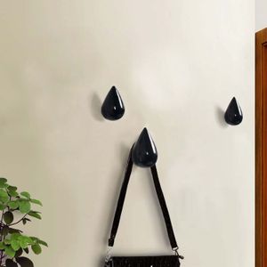 Creatieve water druppeltjes muur haken huis decoratie hars muurschildering 3D kapstok enkele haken Wall hanger  grootte: klein (zwart)