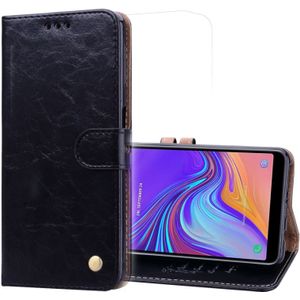 Zakelijke stijl olie Wax textuur horizontale Flip lederen Case voor Galaxy A7 (2018)  met houder & kaartsleuven & Wallet(Black)