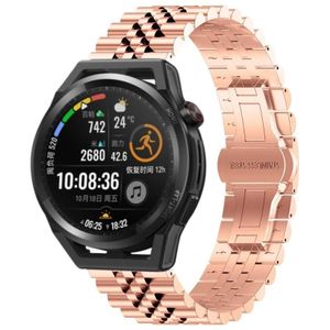 Voor Huawei Watch GT Runner Five Bull halfronde roestvrijstalen horlogeband + riemverwijderingsgereedschap (rosgoud)