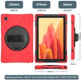 Voor Samsung Galaxy Tab A7 10.4 2020 T500 / T505 Schokbestendige kleurrijke siliconen + pc-beschermhoes met houder  schouderriem  handriem en screenprotector (rood)