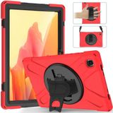 Voor Samsung Galaxy Tab A7 10.4 2020 T500 / T505 Schokbestendige kleurrijke siliconen + pc-beschermhoes met houder  schouderriem  handriem en screenprotector (rood)