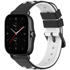 Voor Amazfit GTS 2E 20 mm tweekleurige poreuze siliconen horlogeband (zwart + wit)