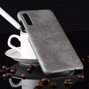 Schokbestendige Litchi textuur PC + PU Case voor Galaxy A70 (grijs)