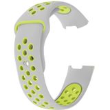 Tweekleurige ronde gat siliconen polsband horloge band voor Fitbit charge 3  polsband grootte: 130-195mm (grijs groen)