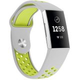 Tweekleurige ronde gat siliconen polsband horloge band voor Fitbit charge 3  polsband grootte: 130-195mm (grijs groen)