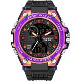 Sanda dual digitale display lichtgevende stopwatch chronograaf wekker heren quartz sport horloge (739 symfonie paars)