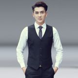 Mannen Vest Slim Koreaanse werkkleding Pak Vest Groomsmen Professional Wear Men Vest  Maat: XL(Wijn rood)