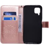 Voor Huawei P40 Lite / Nova 6 se Pressed Printing Zonnebloempatroon Horizontaal Flip PU Lederen Hoes met Houder & Card Slots & Wallet & Lanyard(Rose Gold)