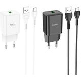 hoco N26 18W Maxim enkele poort QC3.0 USB-oplader met USB naar USB-C/Type-C-kabel  EU-stekker