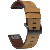 Voor Garmin Fenix 5X Plus 26 mm lederen horlogeband met stalen gesp