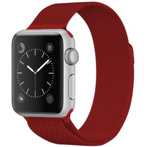 Voor Apple Watch Series 6 & SE & 5 & 4 44mm / 3 & 2 & 1 42mm Milanese Loop Magnetic Stainless Steel Watchband (Rose Red)