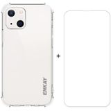 Hat-Prince Enkay Clear TPU Schokbestendig Zachte Case Drop Protection Cover + Clear HD gehard glas Protector Film voor iPhone 13