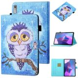 Voor Lenovo Tab P11 Gen2/Xiaoxin Pad Plus 2023 Gekleurde Tekening Stiksels Smart Leather Tablet Case (Blauwe Uil)