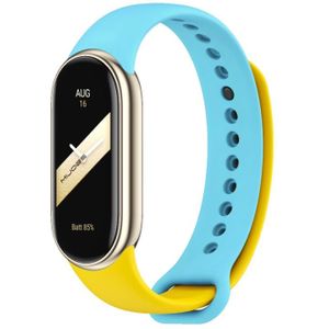 Voor Xiaomi Mi Band 8 Mijobs tweekleurige siliconen horlogeband (geel + blauw)