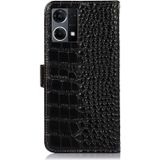 For OPPO Reno7 4G Global/F21 Pro 2021 Crocodile Top Layer Cowhide Leather Phone Case(Black)