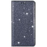 Voor iPhone X / XS Ultrathin Glitter Magnetic Horizontal Flip Leather Case met Holder & Card Slots(Grijs)