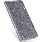 Voor iPhone X / XS Ultrathin Glitter Magnetic Horizontal Flip Leather Case met Holder & Card Slots(Grijs)