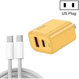 45PQ 45W PD25W + QC3.0 20W USB supersnelle oplader met Type-C naar Type-C kabel  Amerikaanse stekker