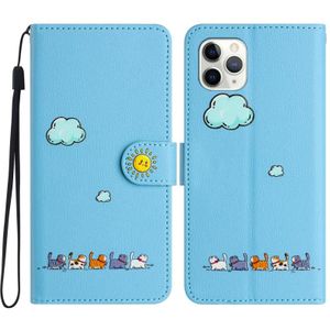 Voor iPhone 11 Pro Max Cartoon katten lederen telefoonhoesje