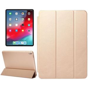 Horizontale Flip effen kleur lederen draagtas voor iPad Pro 11 inch (2018)  met drie-opvouwbare houder & Wake-up/slaapfunctie (goud)