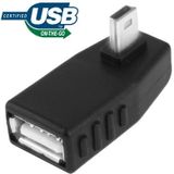 Mini USB mannetje USB 2.0 A vrouwtje Adapter met 90 graden hoek  ondersteunt OTG functie