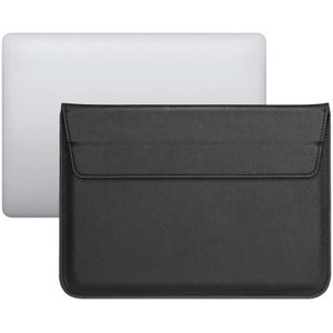 PU-leer Ultra-dunne Envelope Bag laptoptas voor MacBook Air / Pro 15 inch  met standfunctie(zwart)