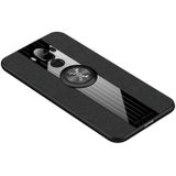 Voor Huawei mate 9 XINLI stiksels doek Textue schokbestendig TPU beschermhoes met ring houder (zwart)