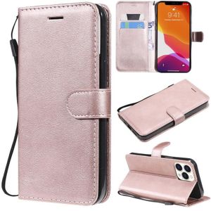 Pure Color Horizontal Flip Leather Case with Holder & Card Slots & Wallet & Lanyard For iPhone 13 Pro Max(Rose Gold)