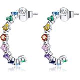 S925 Sterling Silver Rainbow Story Vrouwen Oorbellen