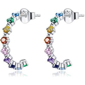 S925 Sterling Silver Rainbow Story Vrouwen Oorbellen