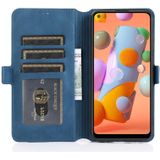 Voor Samsung Galaxy A11 Retro Magnetic Closing Clasp Horizontale Flip Lederen Case met Holder & Card Slots & Photo Frame & Wallet(Navy Blue)