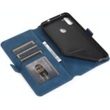 Voor Samsung Galaxy A11 Retro Magnetic Closing Clasp Horizontale Flip Lederen Case met Holder & Card Slots & Photo Frame & Wallet(Navy Blue)