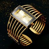 WAT2008 legering armband horloge creatieve rechthoekige wijzerplaat quartz horloge voor vrouwen (goud + wit)