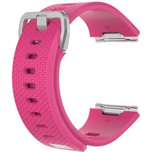 Voor Fitbit Ionic Visgraat Textuur Siliconen vervanging polsband horlogeband met gesp  grootte: S (Rose Red)