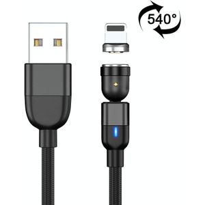 2m 3A Output USB naar 8 Pin 540 graden roterende magnetische datasynchronisatie oplaadkabel (Zwart)