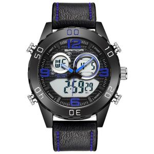 SANDA 772 grote wijzerplaat trendy mannelijk horloge mode trend multi-functionele digitale waterdichte elektronische horloge voor mannelijke studenten (blauw)