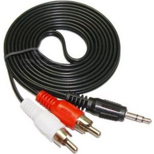 Hoge kwaliteit 3.5mm Stereo plug naar RCA mannetje Audio Kabel  Lengte: 5 meter
