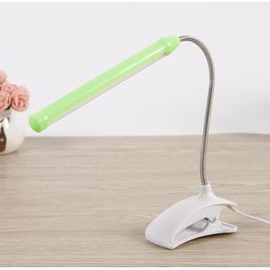 XL-013 USB Clip Leren Oogzorg Bureaulamp LED Plastic Basis Lange Buis Bedlampje (Groen)
