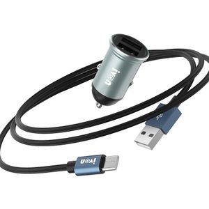 Ivon CC37 15W 3.1A Dual USB Mini Car Charger + 1m USB naar USB-C / Type-C Snelle laadgegevenskabel Set