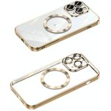 Voor iPhone 11 Pro Max MagSafe CD-textuur Metalen lensframe Volledige dekking Telefoonhoesje