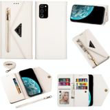 Voor Samsung Galaxy Note20 Ultra Skin Feel Zipper Horizontale Flip Lederen case met Holder & Card Slots & Photo Frame & Lanyard & Long Rope(White)