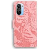 Voor Xiaomi Redmi K40 / K40 Pro / Poco F3 Tiger Embossing Pattern Horizontale Flip Lederen Case met houder  Kaart Slots & Portemonnee (Roze)