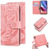 Voor Xiaomi Redmi K40 / K40 Pro / Poco F3 Tiger Embossing Pattern Horizontale Flip Lederen Case met houder  Kaart Slots & Portemonnee (Roze)