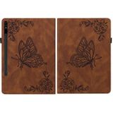 For Samsung Galaxy Tab S7 11 inch T870/SM-T875 Butterfly Flower Embossed Leather Tablet Case(Brown)