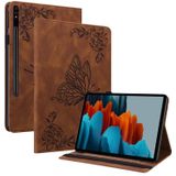 For Samsung Galaxy Tab S7 11 inch T870/SM-T875 Butterfly Flower Embossed Leather Tablet Case(Brown)